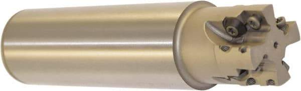 Millstar - 1-1/2" Cut Diam, 1.58" Max Depth, 1-1/2" Shank Diam, Cylindrical Shank Indexable High-Feed End Mill - Screw Holding Method, HFCI-1204 Insert, HFSS Toolholder, Through Coolant - All Tool & Supply