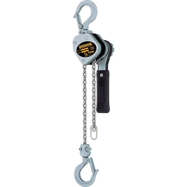 Harrington Hoist - 500 Lb Capacity, 10' Lift Height, Chain Mini Lever Manual Hoist - All Tool & Supply