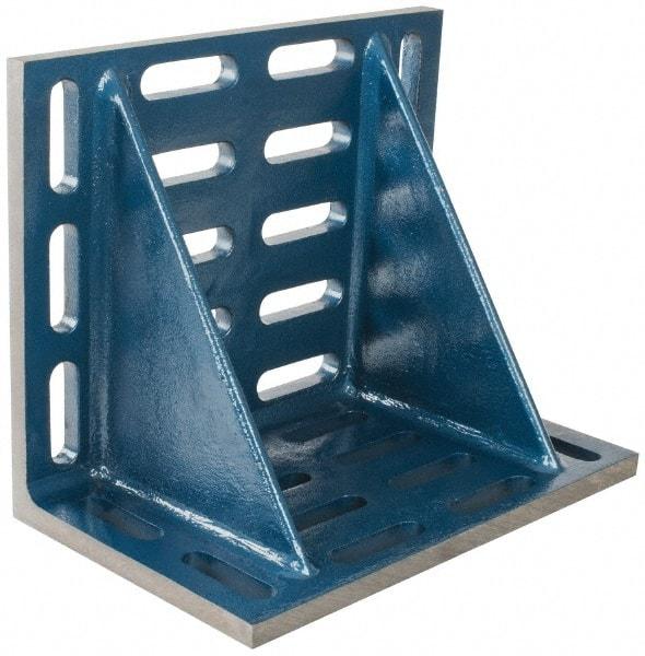 Interstate - 20" Wide x 12" Deep x 16" High Cast Iron Machined Angle Plate - Slotted Plate, Through-Slots on Surface, Double Web, Single Plate - All Tool & Supply