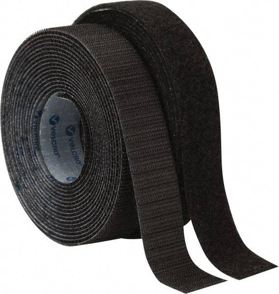 VELCRO Brand - 1" Wide x 5 Yd Long Adhesive Backed Hook & Loop Roll - Continuous Roll, Black - All Tool & Supply