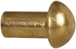 Made in USA - 3/16" Body Diam, Round Brass Solid Rivet - 3/8" Length Under Head - All Tool & Supply