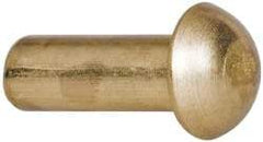 Made in USA - 3/16" Body Diam, Round Brass Solid Rivet - 1/2" Length Under Head - All Tool & Supply