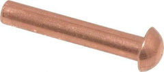 Made in USA - 1/8" Body Diam, Round Copper Solid Rivet - 3/4" Length Under Head - All Tool & Supply