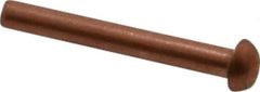 Made in USA - 1/8" Body Diam, Round Copper Solid Rivet - 1" Length Under Head - All Tool & Supply