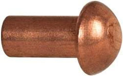 Made in USA - 3/16" Body Diam, Round Copper Solid Rivet - 3/8" Length Under Head - All Tool & Supply