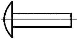 Made in USA - 1/4" Body Diam, Brazier Aluminum Solid Rivet - 5/8" Length Under Head, Grade 2117-T4, 5/8" Head Diam x 1/8" Head Height - All Tool & Supply