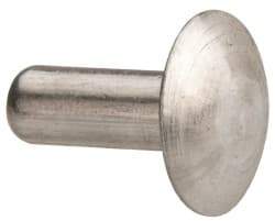 Made in USA - 3/16" Body Diam, Brazier Aluminum Solid Rivet - 1/2" Length Under Head, Grade 1100F, 0.467" Head Diam x 3/32" Head Height - All Tool & Supply