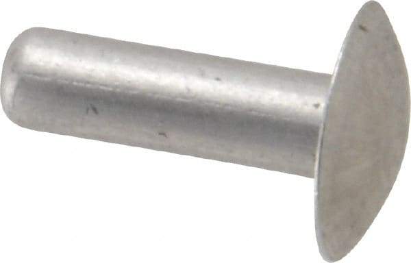 Made in USA - 3/16" Body Diam, Brazier Aluminum Solid Rivet - 5/8" Length Under Head, Grade 1100F, 0.467" Head Diam x 3/32" Head Height - All Tool & Supply