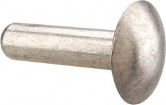 Made in USA - 1/4" Body Diam, Brazier Aluminum Solid Rivet - 1" Length Under Head, Grade 1100F, 5/8" Head Diam x 1/8" Head Height - All Tool & Supply