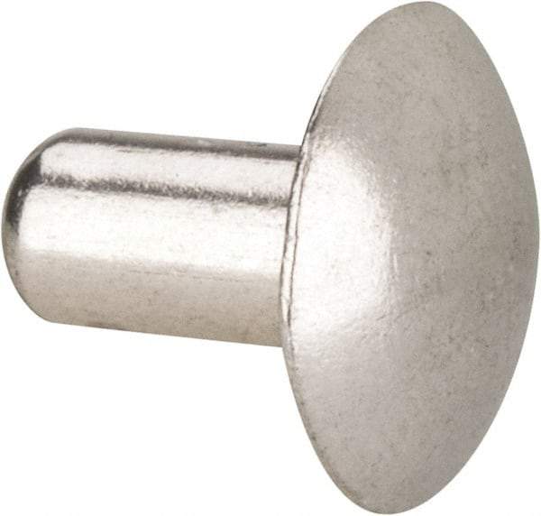 Made in USA - 1/4" Body Diam, Brazier Aluminum Solid Rivet - 1/2" Length Under Head, Grade 2117-T4, 5/8" Head Diam x 1/8" Head Height - All Tool & Supply