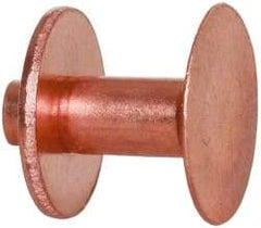 Made in USA - #8 Wire Body Diam, Flat Copper Belt Rivet with Washer - 1/2" Length Under Head, 1/2" Head Diam - All Tool & Supply