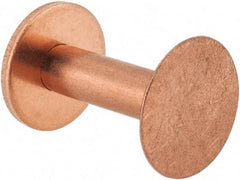 Made in USA - #8 Wire Body Diam, Flat Copper Belt Rivet with Washer - 3/4" Length Under Head, 1/2" Head Diam - All Tool & Supply