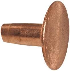 Made in USA - #10 Wire Body Diam, Flat Copper Belt Rivet with Washer - 3/8" Length Under Head, 7/16" Head Diam - All Tool & Supply