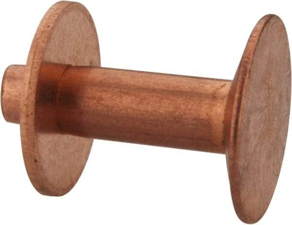 Made in USA - #12 Wire Body Diam, Flat Copper Belt Rivet with Washer - 1/2" Length Under Head, 3/8" Head Diam - All Tool & Supply