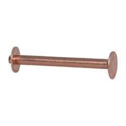 Made in USA - #12 Wire Body Diam, Flat Copper Belt Rivet with Washer - 1-1/2" Length Under Head, 3/8" Head Diam - All Tool & Supply