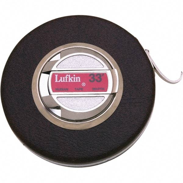 Lufkin - 50' x 3/8" Silver Steel Blade Tape Measure - 1/10' Graduation, Inch Graduation Style, Brown Vinyl Clad Steel Case - All Tool & Supply