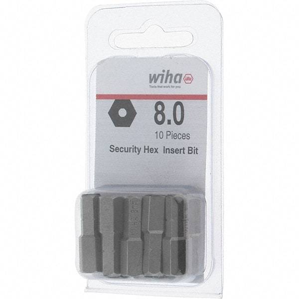 Wiha - 8mm Hex Screwdriver Bit - 1/4" Drive, 1" OAL - All Tool & Supply