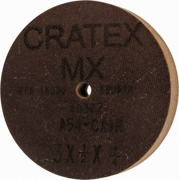 Cratex - 3" Diam x 1/4" Hole x 1/2" Thick, 54 Grit Surface Grinding Wheel - Aluminum Oxide, Type 1, Coarse Grade, 18,080 Max RPM, No Recess - All Tool & Supply