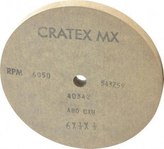 Cratex - 6" Diam x 1/2" Hole x 1/2" Thick, 80 Grit Surface Grinding Wheel - Aluminum Oxide, Type 1, Medium Grade, 6,050 Max RPM, No Recess - All Tool & Supply