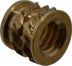 E-Z LOK - #2-56, 0.118" Small to 0.123" Large End Hole Diam, Brass Single Vane Tapered Hole Threaded Insert - 0.136" Insert, 0.122" Pilot Diam, 0.115" OAL, 0.08" Min Wall Thickness - All Tool & Supply