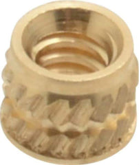 E-Z LOK - #4-40, 0.153" Small to 0.159" Large End Hole Diam, Brass Single Vane Tapered Hole Threaded Insert - 0.172" Insert, 0.157" Pilot Diam, 0.135" OAL, 0.093" Min Wall Thickness - All Tool & Supply