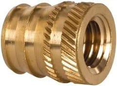 E-Z LOK - 3/8-16, 0.488" Small to 0.54" Large End Hole Diam, Brass Double Vane Tapered Hole Threaded Insert - 9/16" Insert, 0.493" Pilot Diam, 5/8" OAL, 0.293" Min Wall Thickness - All Tool & Supply