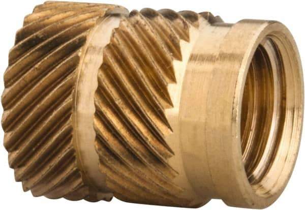 E-Z LOK - 5/16 24 UNF, 0.403" Diam, Brass Unheaded Heat Installed Threaded Insert - 0.378" Hole, 1/2" OAL, 0.403" Head Diam - All Tool & Supply