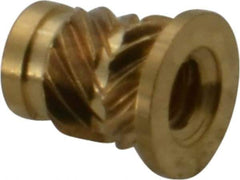 E-Z LOK - #4 40 UNC, 0.181" Diam, Brass Headed Heat Installed Threaded Insert - 0.157" Hole, 1/4" OAL x 0.021" High, 0.218" Head Diam - All Tool & Supply