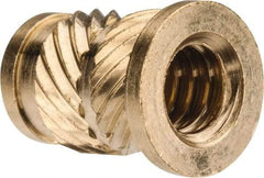 E-Z LOK - #10 24 UNC, 0.278" Diam, Brass Headed Heat Installed Threaded Insert - 1/4" Hole, 0.418" OAL x 0.04" High, 5/16" Head Diam - All Tool & Supply