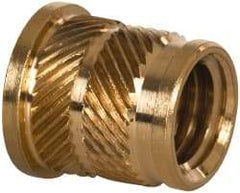 E-Z LOK - 3/8 16 UNC, 0.494" Diam, Brass Headed Heat Installed Threaded Insert - 15/32" Hole, 9/16" OAL x 0.065" High, 0.551" Head Diam - All Tool & Supply