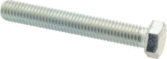 Made in USA - 1/2-13 UNC, 3-1/2" Length Under Head Hex Head Cap Screw - Fully Threaded, Grade 5 Steel, Zinc-Plated Finish, 3/4" Hex - All Tool & Supply