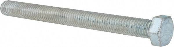 Made in USA - 1/2-13 UNC, 5-1/2" Length Under Head Hex Head Cap Screw - Fully Threaded, Grade 5 Steel, Zinc-Plated Finish, 3/4" Hex - All Tool & Supply