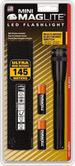 Mag-Lite - White LED Bulb, 97 Lumens, Mini Flashlight - Black Aluminum Body, 2 AA Alkaline Batteries Included - All Tool & Supply