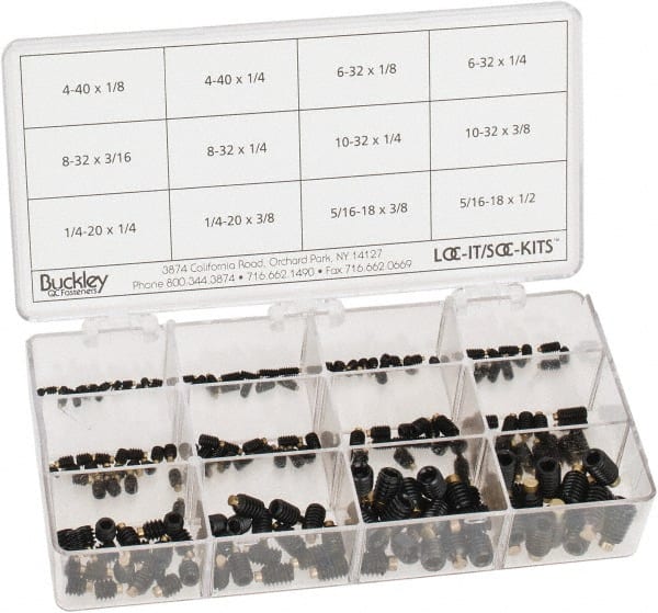 Made in USA - 210 Piece, #4-40 to 5/16-18, Alloy Steel Set Screw Assortment - Hex Head, Hex Socket Drive, 1/8 to 1/2" Long, Grade 303 - All Tool & Supply