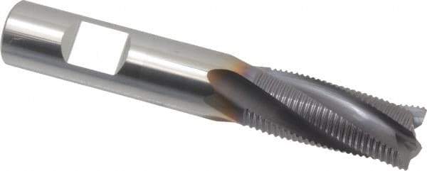 Niagara Cutter - 7/16" Diam, Fine Pitch, 1" LOC, 4 Flute Solid Carbide Corner Chamfer Roughing End Mill - AlTiN Finish, 2-3/4" OAL, 7/16" Shank Diam, Single End, Centercutting, 20° Helix - All Tool & Supply