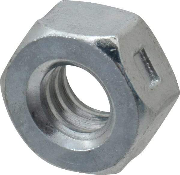 Value Collection - 1/4-20 UNC Grade 2 Two Way Lock Nut with Distorted Thread - 7/16" Width Across Flats, 7/32" High, Zinc-Plated Finish - All Tool & Supply