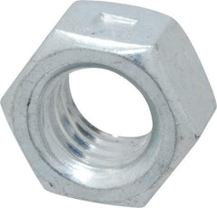 Value Collection - 3/8-16 UNC Grade 2 Two Way Lock Nut with Distorted Thread - 9/16" Width Across Flats, 21/64" High, Zinc-Plated Finish - All Tool & Supply