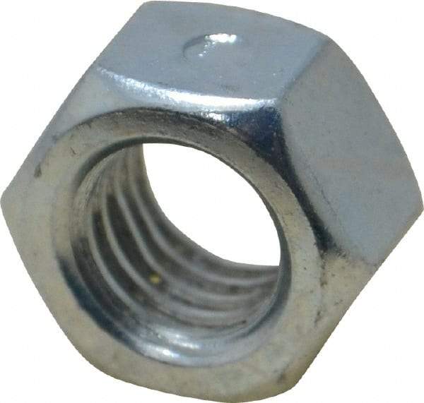 Value Collection - 1/2-13 UNC Grade 2 Two Way Lock Nut with Distorted Thread - 3/4" Width Across Flats, 7/16" High, Zinc-Plated Finish - All Tool & Supply