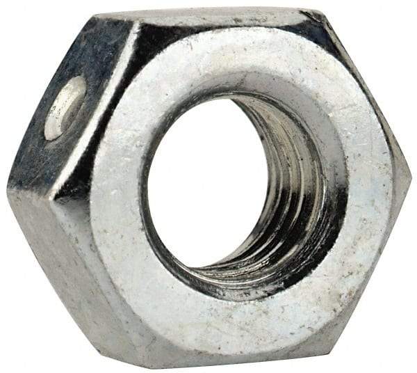 Value Collection - 1/4-28 UNF Grade 2 Two Way Lock Nut with Distorted Thread - 7/16" Width Across Flats, 7/32" High, Zinc-Plated Finish - All Tool & Supply