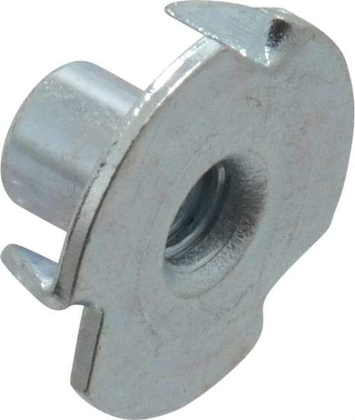 Value Collection - #8-32 Zinc-Plated Steel Standard Tee Nut - 1/4" Barrel Length, 5/8" Flange Diam, 3 Prongs - All Tool & Supply