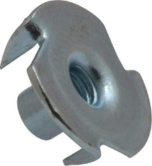 Value Collection - #10-24 Zinc-Plated Steel Standard Tee Nut - 5/16" Barrel Length, 3/4" Flange Diam, 3 Prongs - All Tool & Supply