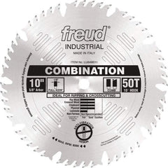 Freud - 10" Diam, 5/8" Arbor Hole Diam, 50 Tooth Wet & Dry Cut Saw Blade - Carbide-Tipped, Standard Round Arbor - All Tool & Supply