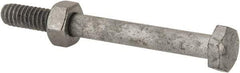 Value Collection - 1/4-20 Thread, 2-1/2" Length Under Head, Steel Hex Head Bolt - Hot Dipped Galvanized Coated, 7/16" Hex, UNC Thread, ANSI/ASME B18.2.2 & ASME B18.2.1, Grade 2 - All Tool & Supply