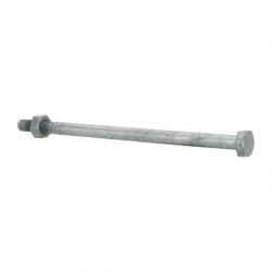 Value Collection - 1/4-20 Thread, 5" Length Under Head, Steel Hex Head Bolt - Hot Dipped Galvanized Coated, 7/16" Hex, UNC Thread, ANSI/ASME B18.2.2 & ASME B18.2.1, Grade 2 - All Tool & Supply