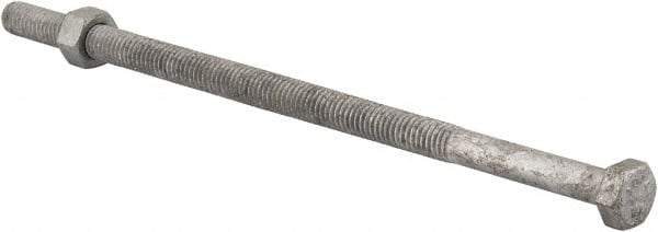 Value Collection - 3/8-16 Thread, 8" Length Under Head, Steel Hex Head Bolt - Hot Dipped Galvanized Coated, 9/16" Hex, UNC Thread, ANSI/ASME B18.2.2 & ASME B18.2.1, Grade 2 - All Tool & Supply