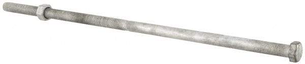 Value Collection - 3/8-16 Thread, 12" Length Under Head, Steel Hex Head Bolt - Hot Dipped Galvanized Coated, 9/16" Hex, ANSI/ASME B18.2.2 & ASME B18.2.1, Grade 2 - All Tool & Supply