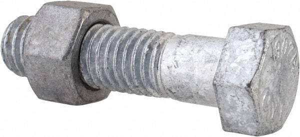 Value Collection - 1/2-13 Thread, 2" Length Under Head, Steel Hex Head Bolt - Hot Dipped Galvanized Coated, 3/4" Hex, UNC Thread, ANSI/ASME B18.2.2 & ASME B18.2.1, Grade 2 - All Tool & Supply