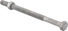 Value Collection - 1/2-13 Thread, 8" Length Under Head, Steel Hex Head Bolt - Hot Dipped Galvanized Coated, 3/4" Hex, UNC Thread, ANSI/ASME B18.2.2 & ASME B18.2.1, Grade 2 - All Tool & Supply