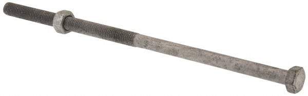 Value Collection - 1/2-13 Thread, 12" Length Under Head, Steel Hex Head Bolt - Hot Dipped Galvanized Coated, 3/4" Hex, UNC Thread, ANSI/ASME B18.2.2 & ASME B18.2.1, Grade 2 - All Tool & Supply