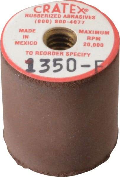Cratex - 7/8" Max Diam x 1" Long, Cylinder, Rubberized Point - Fine Grade, Silicon Carbide, 1/4" Arbor Hole, Unmounted - All Tool & Supply